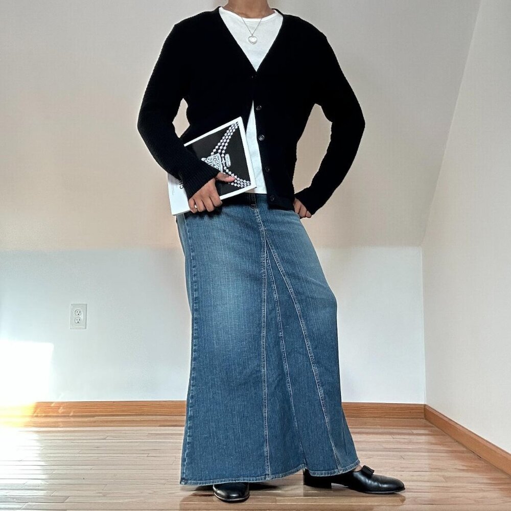 Lucky Brand Blue Maxi Denim Plus Size Skirt Size 14